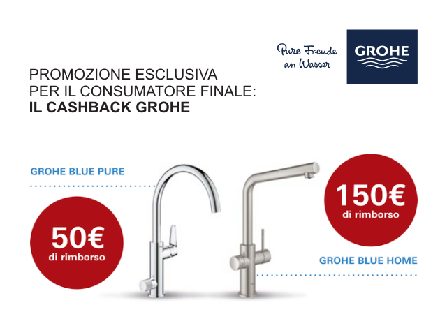 TCoico's tweet photo. #Promozione #Grohe #Cashback valida fino al 31 dicembre 2021 diretta esclusivamente ai consumatori finali con #rimborso diretto sul proprio conto corrente entro 60 giorni di 50 Euro sui #rubinetti Grohe #BluePure e di 150 Euro sui sistemi Grohe #BlueHome: https://t.co/RgUe5VJOpk https://t.co/ty9LtWXJ2e