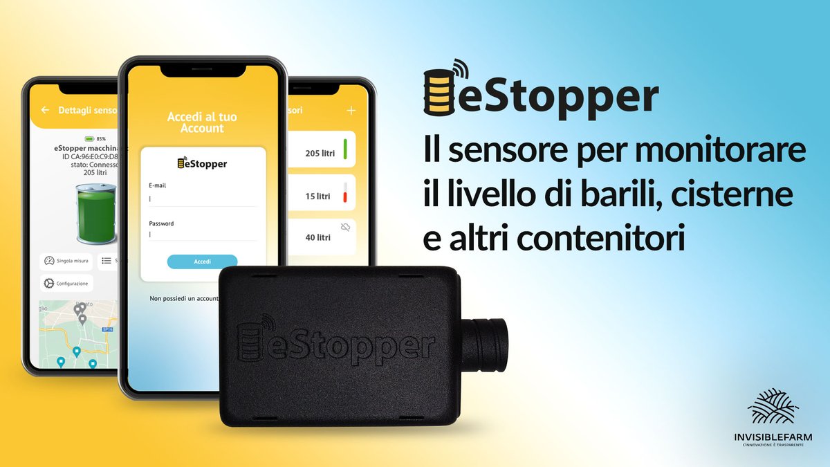 invisiblefarm's tweet photo. Parliamo dell'innovativo sensore IoT eStopper. Collegato all'App permette di monitorare barili, cisterne e non solo! 🛢 https://t.co/cDYdZGpidO
#IoT #sensoristica #industria4_0 #fornitori #barili #industria #app #sensore https://t.co/XZHDYPrhso