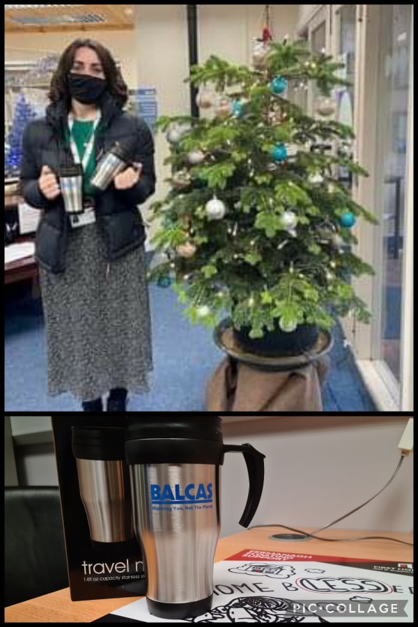 Floating Support Worker Cathy collected the kindly donated travel mugs from Roisin at @balcastimber  this morning. This donation to our service will help towards providing those in need with a safe, hot drink.
Thanks again @balcastimber @BalcasEnergy