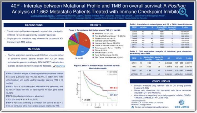 TMB &amp; mutational landscape interplay on OS for solid tumors treated w/ ICIs. ✅ TERT &amp; NOTCH3 = better outcomes ⛔️ CCND3, TIMM8B, CDKN2B, STK11 &amp; TP53 negatively impact prognosis. #TranslationalOncology #ESMOImmuno21 Check it out ➡️ cattendee.abstractsonline.com/meeting/10600/…