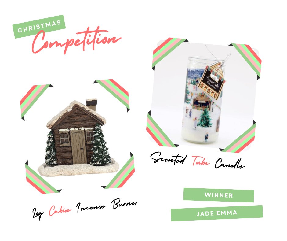 #Congratulations to the #Winner of our Facebook #Competition for a Log Cabin Incense Cone Burner and Scented Tube Candle. More #Christmas deals and #prizedraws are coming soon, so be sure to check back soon.