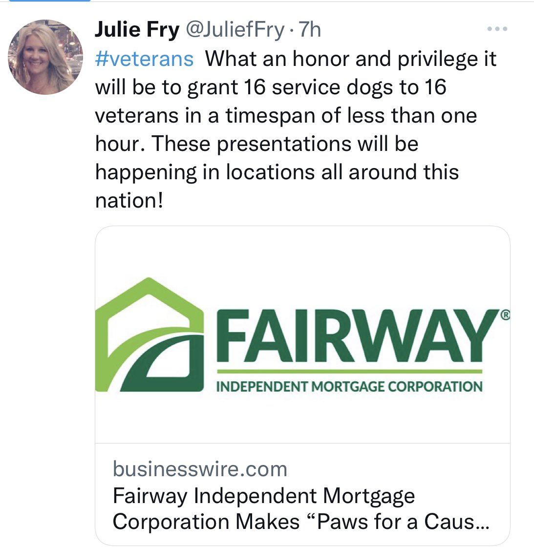 #VeteransDay <a href="/Fairway_SherriA/">Sherri Anderson</a> <a href="/FairwayMortgage/">LAZ</a> <a href="/amy_slotnick/">Amy K. Slotnick | Mortgage Advisor NMLS 27030</a> <a href="/LouiseThaxton/">Louise Thaxton</a> <a href="/AmberSmithUSA/">Amber Smith</a> <a href="/SeanParnellUSA/">Sean Parnell</a> <a href="/FairwaySarahM/">Sarah Middleton</a> <a href="/jayhawk0824/">Eric Brown</a> <a href="/BettyGraham71/">Betty Graham</a> <a href="/CTommerson/">Colin Tommerson</a> <a href="/Rehogirl/">Kimberly Grim</a> <a href="/kenpederson/">Ken Pederson</a> <a href="/Holly_Mattson1/">Holly Mattson</a> <a href="/JuliefFry/">Julie Fry</a> <a href="/lenkki2/">Len Krupinski</a> <a href="/raymondeickhoff/">Ray Eickhoff</a> <a href="/cghomeloan/">Carrie Guarrero, MMS|NMLS 209015</a> <a href="/coachkmacg/">Kevin McGovern</a> <a href="/lorily62/">Lori Rivera</a> <a href="/jomifa/">Joel Farrell</a>