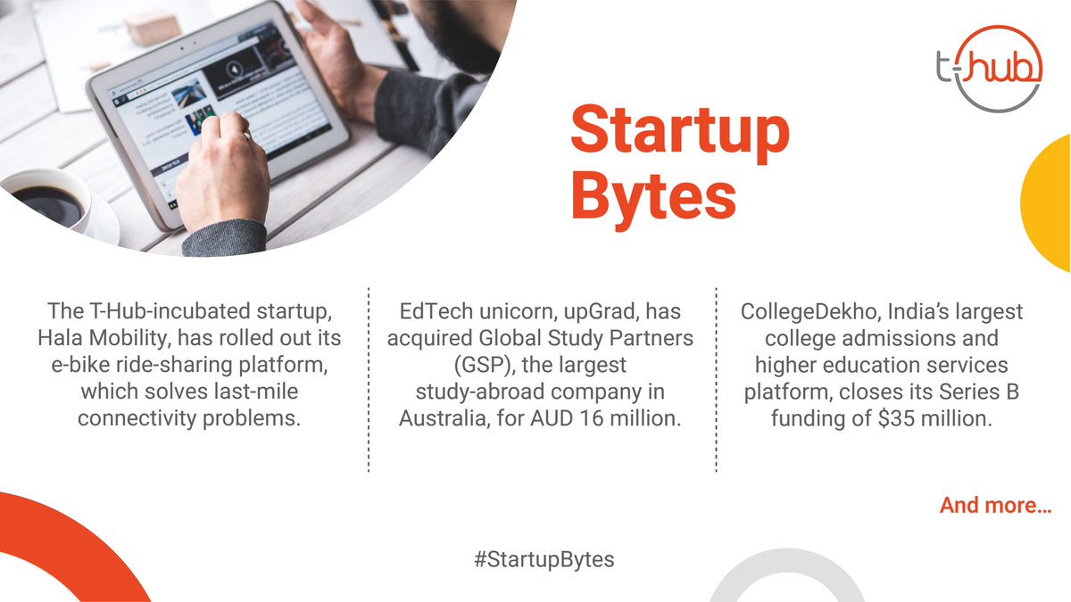 THubHyd's tweet photo. Hala Mobility's app allows customers to book e-bike rides, pay rentals, and other services. The startup is planning to deploy 15000 scooters in the next 12 months, marking their presence in 6 cities.
Read https://t.co/UAdRtOp5Wa.
#StartupBytes
#InnovationEcosystem https://t.co/vYQFVNTmXM