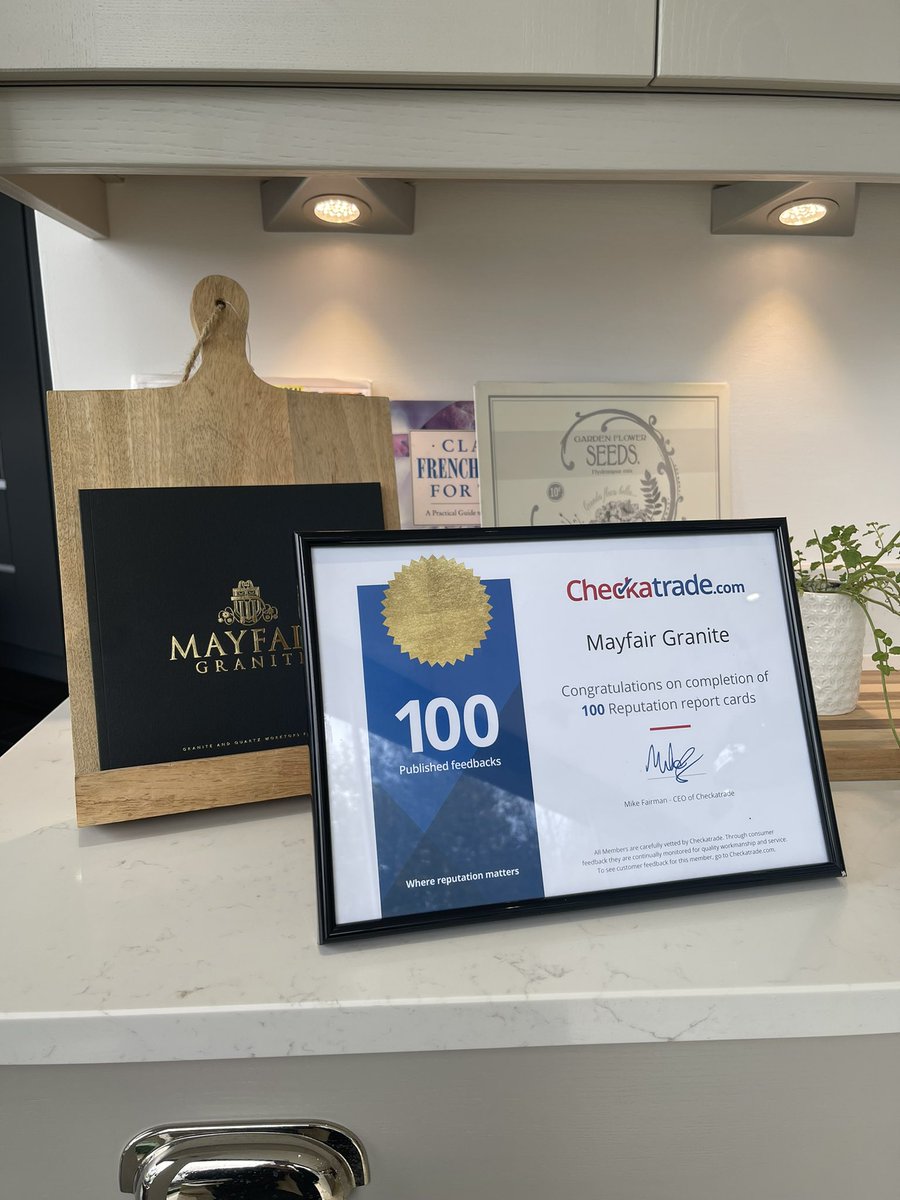 mayfairworktops's tweet photo. We are a proud @Checkatrade partner!
We were recently given our 100 published feedbacks certificate! Something which we are very proud of ☺️
#Checkatrade #CheckatradePartner #NewKitchen #Worktops #Design #Ideas #WorktopInspiration https://t.co/Ywoufnd05G