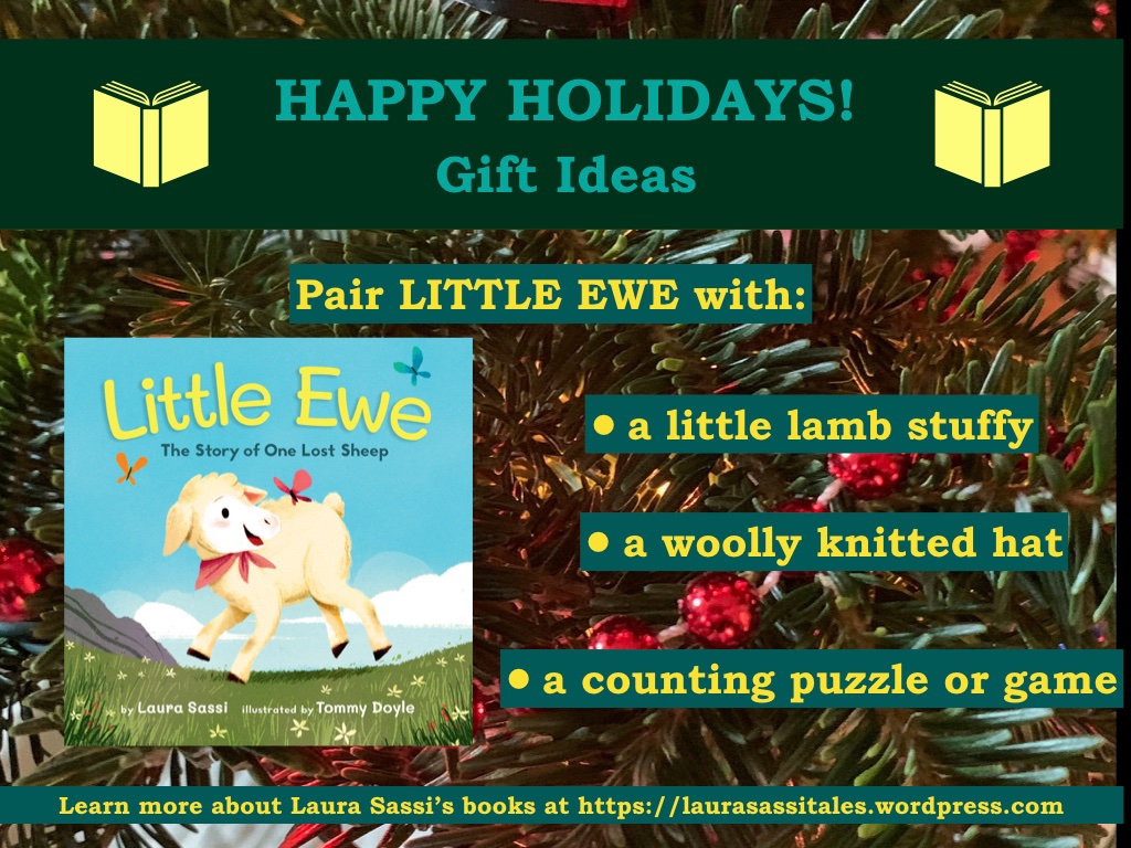 LauraSassiTales's tweet photo. Looking for a SHEEP/COUNTING BOOK holiday gift? How about a copy of LITTLE EWE? Books) paired with one of these simple ideas. What else might you pair with this? #giftpairing #giftideas #HappyHolidays2021 #littleewe @BeamingBooksMN @doyletommy https://t.co/Q6hEBQmnI2