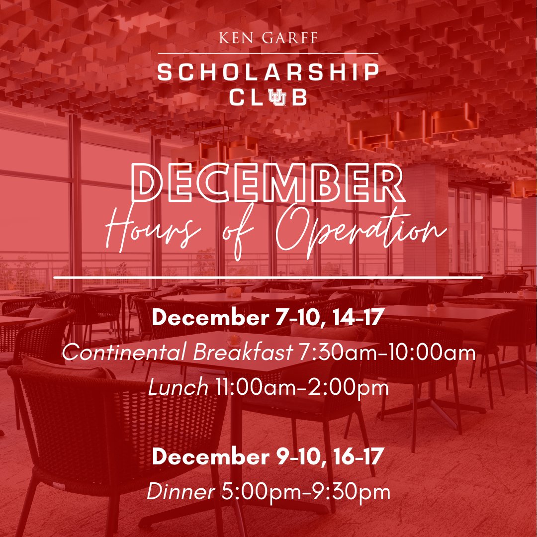 December Hours of Operation are here!