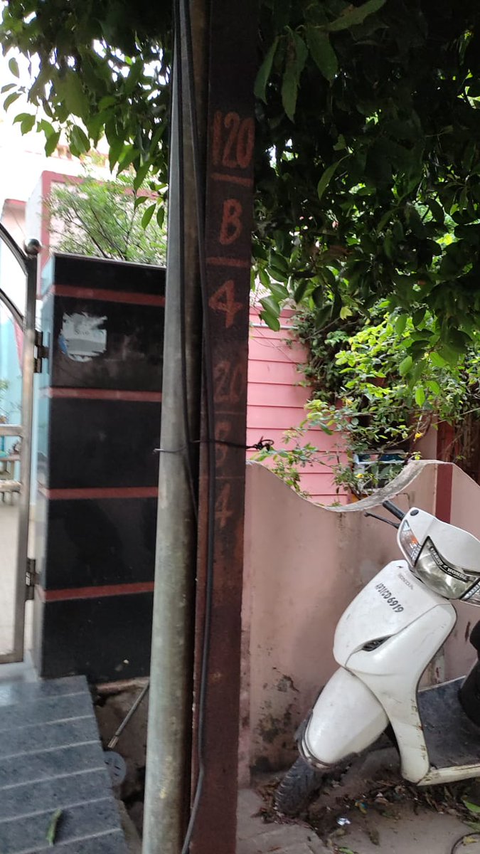 JamiNavya's tweet photo. @epdcl1 Hi team, due to damaged iron electricity pole, we are frequently getting electric shocks when we touch our house gate. After multiple complaints, they only provided temporary solutions like placing a wooden stick but it fails whenever it rains or heavy winds. Please help! https://t.co/TfFLVTLmj8
