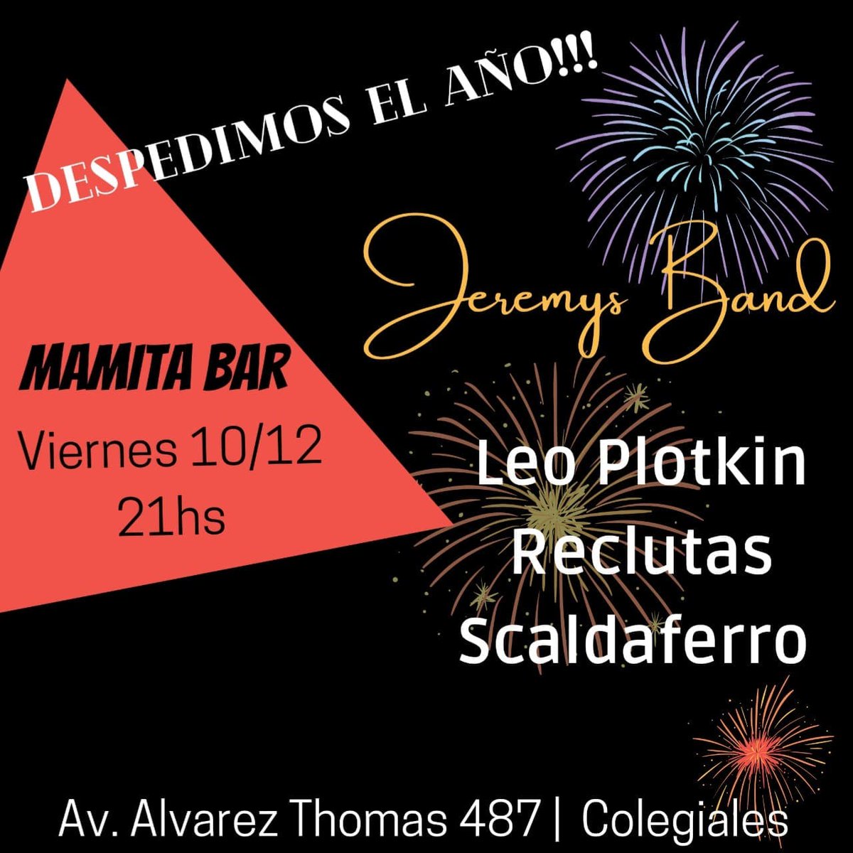 JzPrensa's tweet photo. 🎉DESPEDIMOS EL AÑO 🎉
🗓️  Viernes 10/12 
⏰ 21hs 
📍@mamitabar
Alvarez thomas 487 - Palermo. 
.
.
#jeremysband #grunge #despedimoselañocontodo https://t.co/l6KSPfJgsi