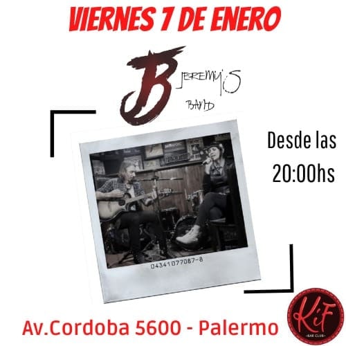 JzPrensa's tweet photo. #AGENDA
🗓️ viernes 7 de Enero
⏰ Desde 20hs 
📍@kifbarclub
Av. CORDOBA 5600- Palermo. 
.
.
#jeremysbanb #grunge #fechas #bandas #música #blues #buenosaires #verano2022 https://t.co/w7WWgMpggm