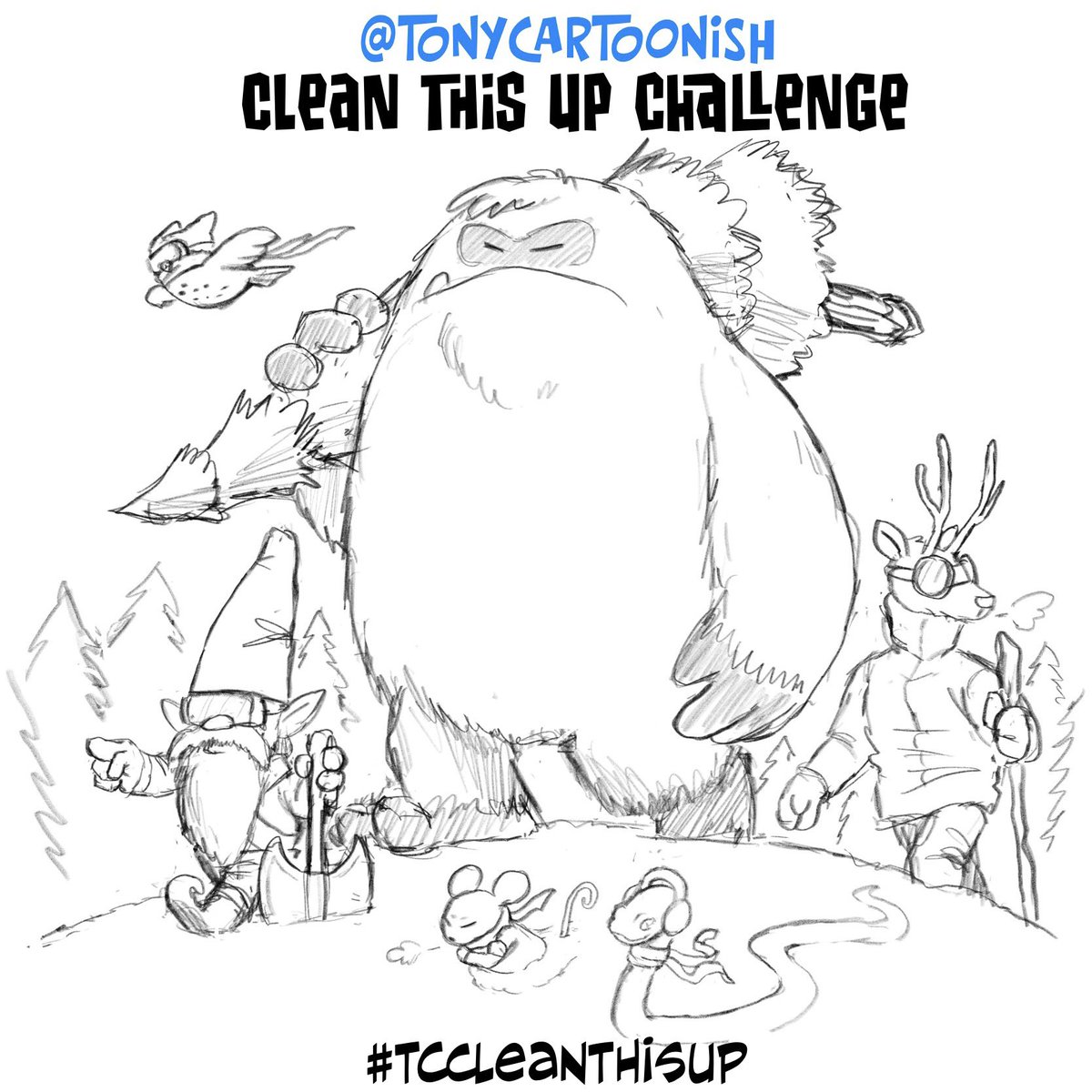Tonycartoonish's tweet photo. Who is ready for another "Clean This Up" art challenge?
Please tag me and #tcCleanThisUp so I can find and share yours.
#gnome #mouse #owl #snowowl #snake #deer #bumble #yeti #abominablesnowman #snow #christmastree #friends drawn in #adobefresco on the @apple #ipadpro https://t.co/58Htyruszf