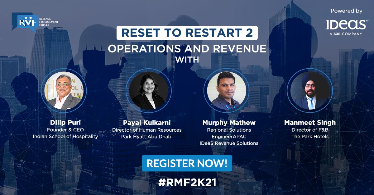 RMForum_IDeaS's tweet image. We are back with another session of RMF 2021 following the great response to the 1st part. And this time we’re taking it to the next level. Join us as we explore 2022 from the lens of #RevenueManagement keeping all operational verticals in mind. Register: rmforum.co.in