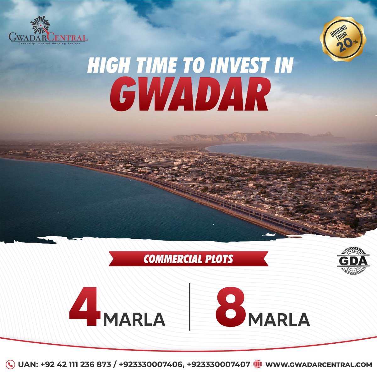 gwadarcentral's tweet photo. It's high time to get involved in Gwadar. Buy 4 &amp; 8 Marla Commercial plots in Gwadar with easy monthly installments.
Call now and book your plot! 
For any query or consultation, please contact us: 
+92 333 0007 406
+92 333 0007 407
#CPEC #Gwadar #gwadardevelopment https://t.co/UJa5UVrXMe