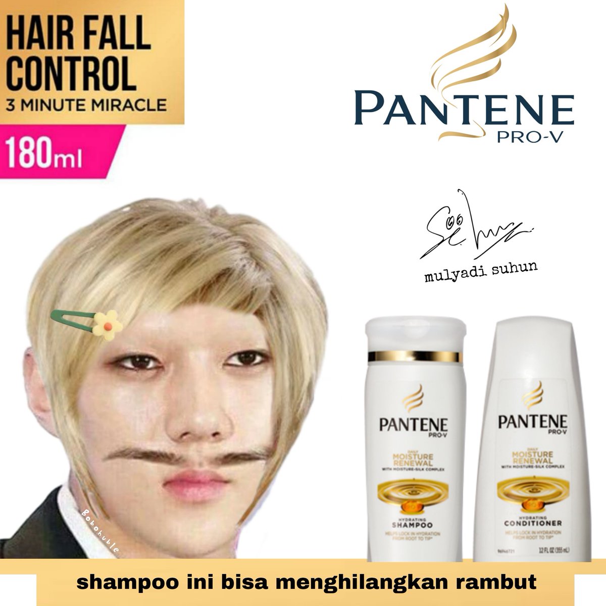 Bobohuble's tweet photo. aku jdi duta shampoo lain? ahihihi upss #EXOLSelcaDay #SEHUN #ESD https://t.co/Qc8zn1dKp2