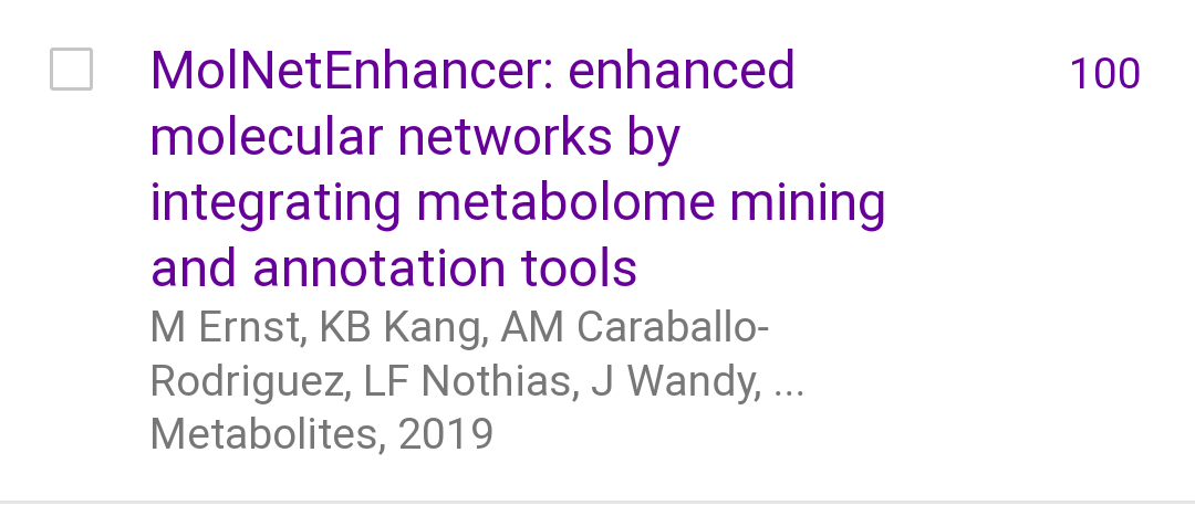 vdHooft_CompMet's tweet photo. Today, #MolNetEnhancer reached 100 citations in Google Scholar! π We are proud of @ernst_Madeleine who did an excellent job in combining the outputs of #metabolome #mining and #annotation #computational #metabolomics #tools, with help of the @GNPS_UCSD and @ms2lda teams! π https://t.co/9BACW34djq