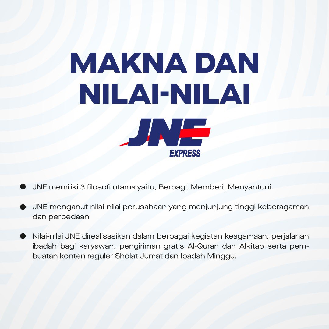 JNE_ID's tweet photo. Makna dan nilai yang telah dijalankan oleh JNE selama 31 Tahun yaitu menjunjung tinggi toleransi, perbedaan dan mengutamakan 3 filosofi utama, Berbagi, Memberi, Menyantuni.

Semoga JNE dapat berkontribusi dan memberikan manfaatbagi masyarakat.

#JNE #JNE31Tahun #JNEMajuIndonesia https://t.co/3OFENukVjg
