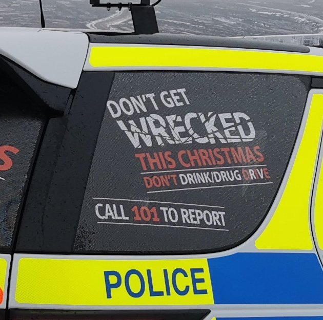 Our Christmas Drink and Drug Drive patrols continue in the High Peak despite the weather. Impaired drivers don't care about the conditions as they invariably think they are superior drivers. #Fatal4 #DontGetWrecked #StormArwen #HighPeak