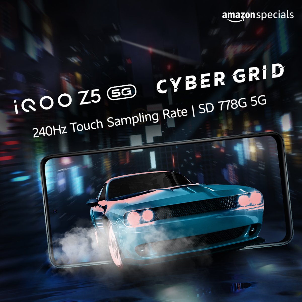 IqooInd's tweet photo. Ever wonder what the future looks like?​

​The city lights shine bright on the #FullyLoaded performer with SD 778G 5G.​ iQOO Z5 Cyber Grid, with a glimpse of the future.​

​Buy now : https://t.co/IJQ6FUKS4X​

​#iQOOZ5CyberGrid #iQOO https://t.co/Pv2oNbRh9L