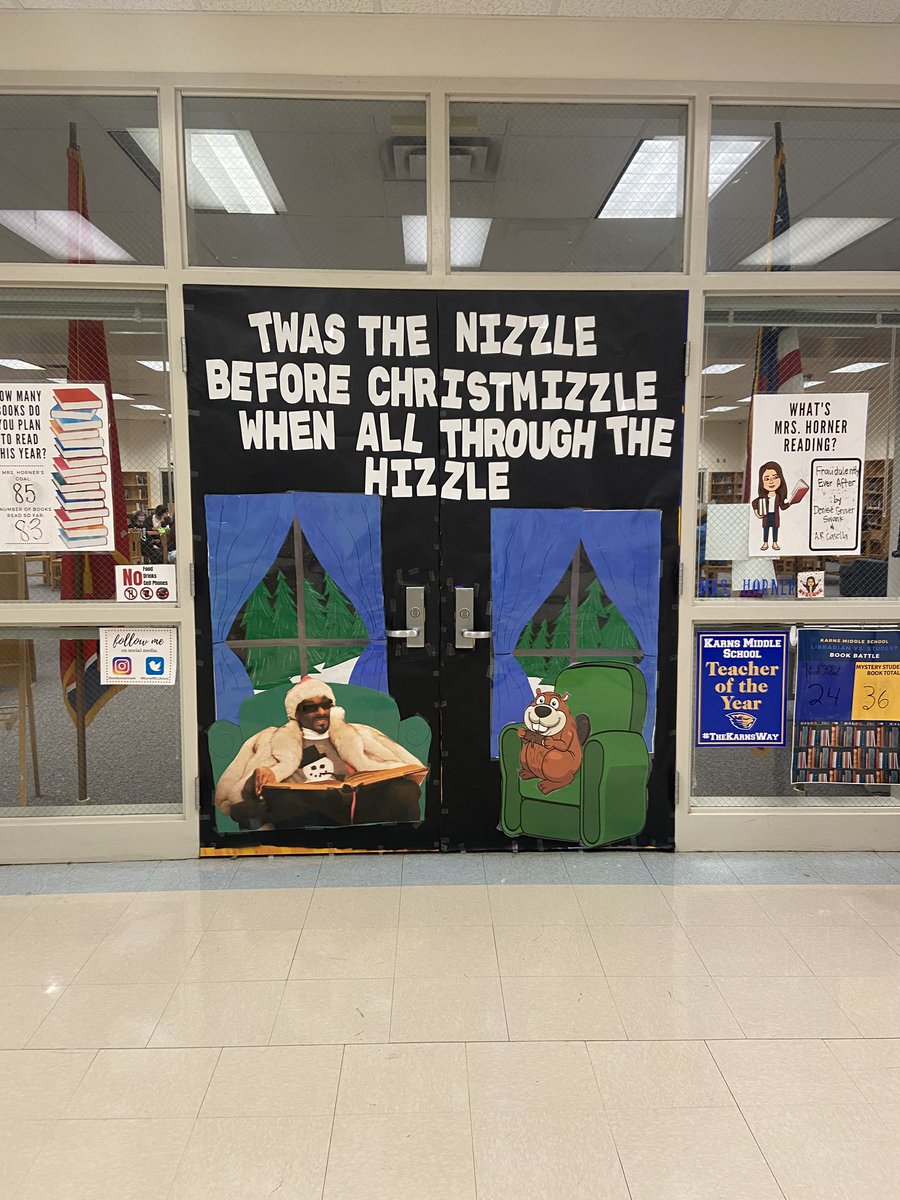 KarnsMS_Library's tweet photo. This year’s holiday door 😆 #KCSLMS12DaysOfReading #snoopdogg https://t.co/zGjdo2aYDu