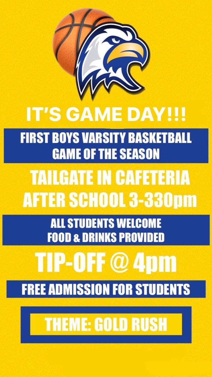 First basketball game of the season, can’t wait to see you there!!💙💛🏀🍕
