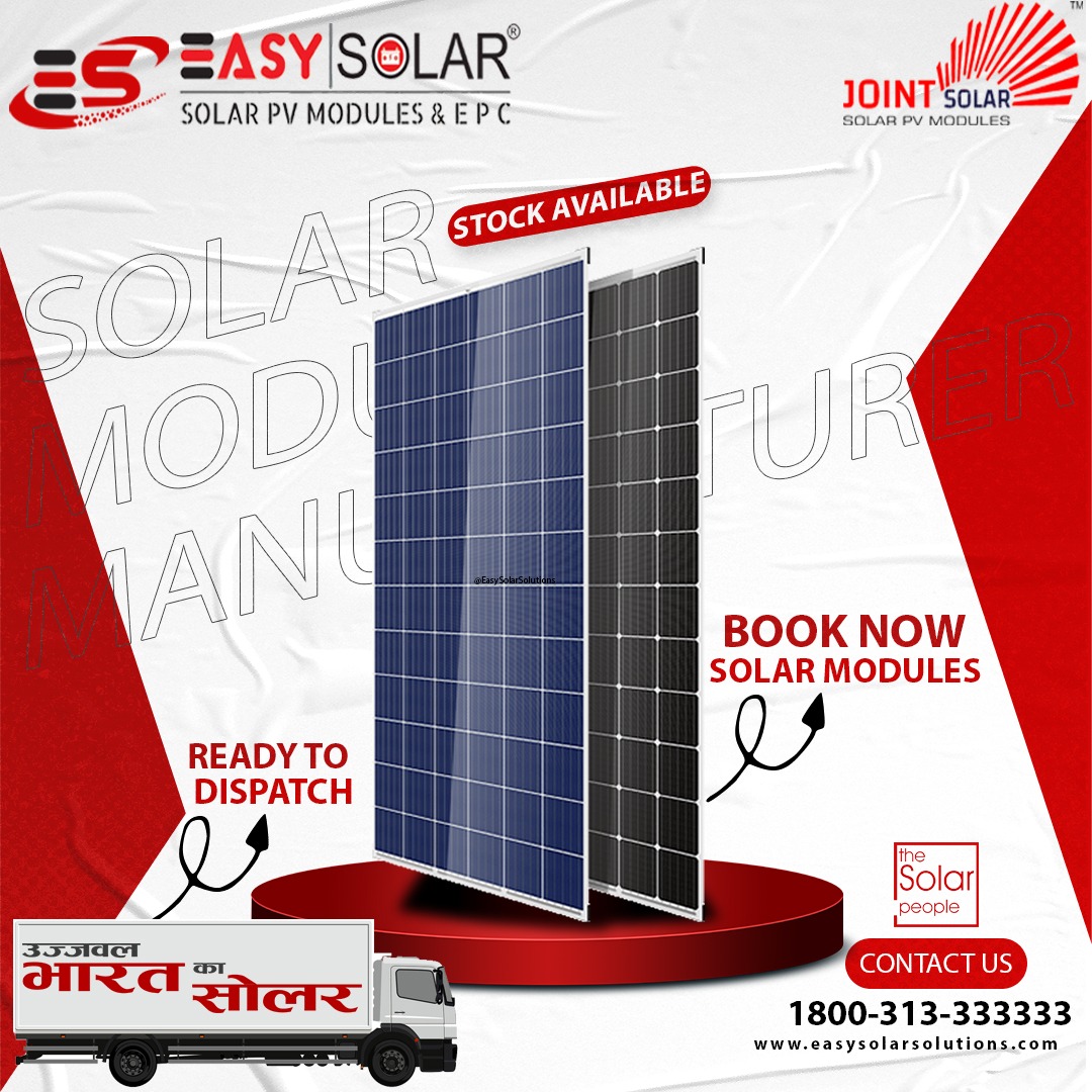 EasyEsspl's tweet photo. Solar Modules Manufacturer 
Ready Stock Available
Ready to Dispatch 
Book Now your Solar Module for More Info. , Contact Us
TOLL FREE : 1800-313-333333
Email : info@easysolarsolutions.com
DM : @EasySolarSolutions
.
.
.
.
#EasySolarSolutions #goforsolar #gosolar #renewableenergy https://t.co/idywK01IEk