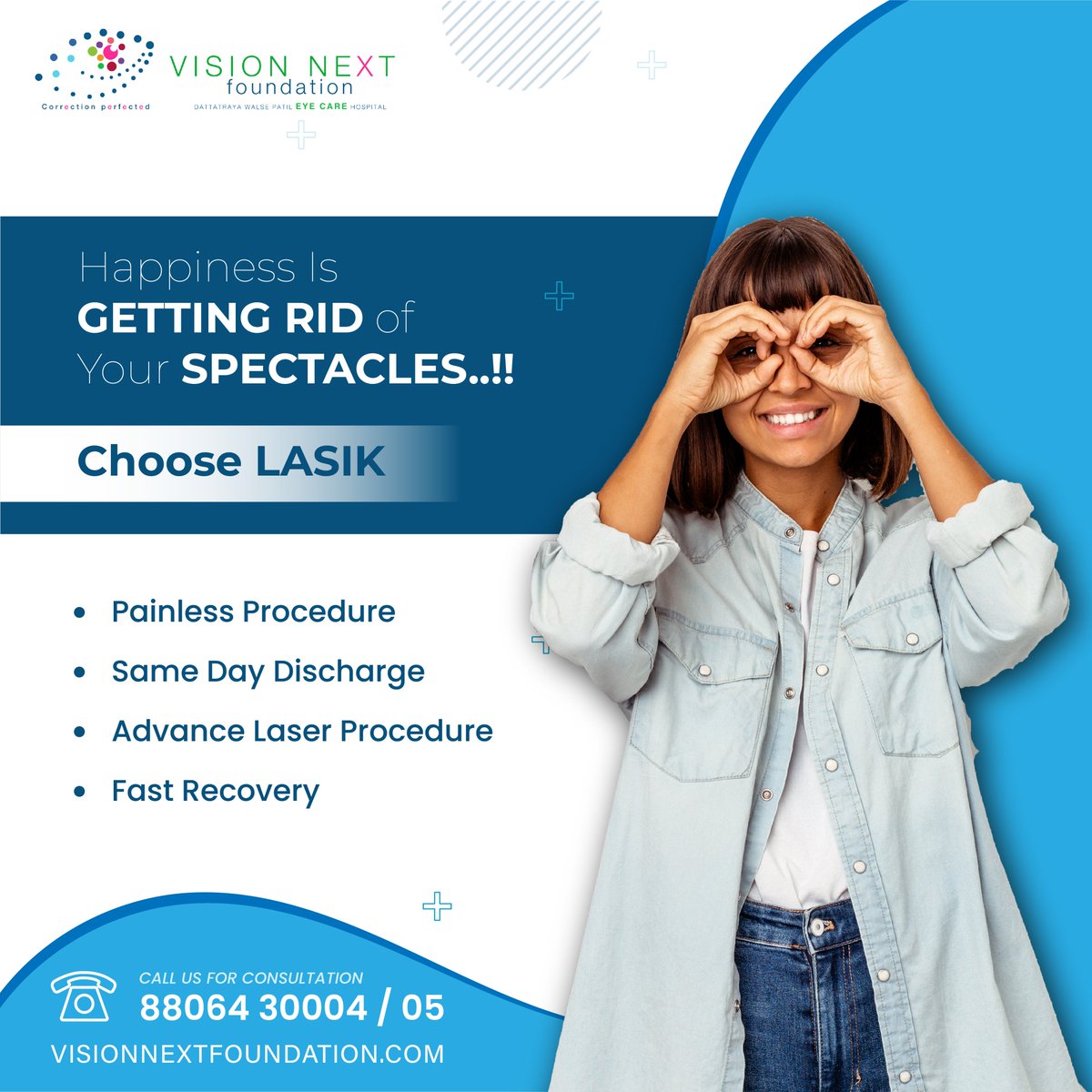 VisionNextEye's tweet photo. If you're tired of wearing eyeglasses or contact lenses, you may wonder whether LASIK surgery is right for you. For more information about Hospital please visit https://t.co/B6uOzTUlOQ OR Call 88064 30004/05
#visionnextfoundation #lasik #freecheckup #visionnext  #cataract https://t.co/MJeBDs3ZQo