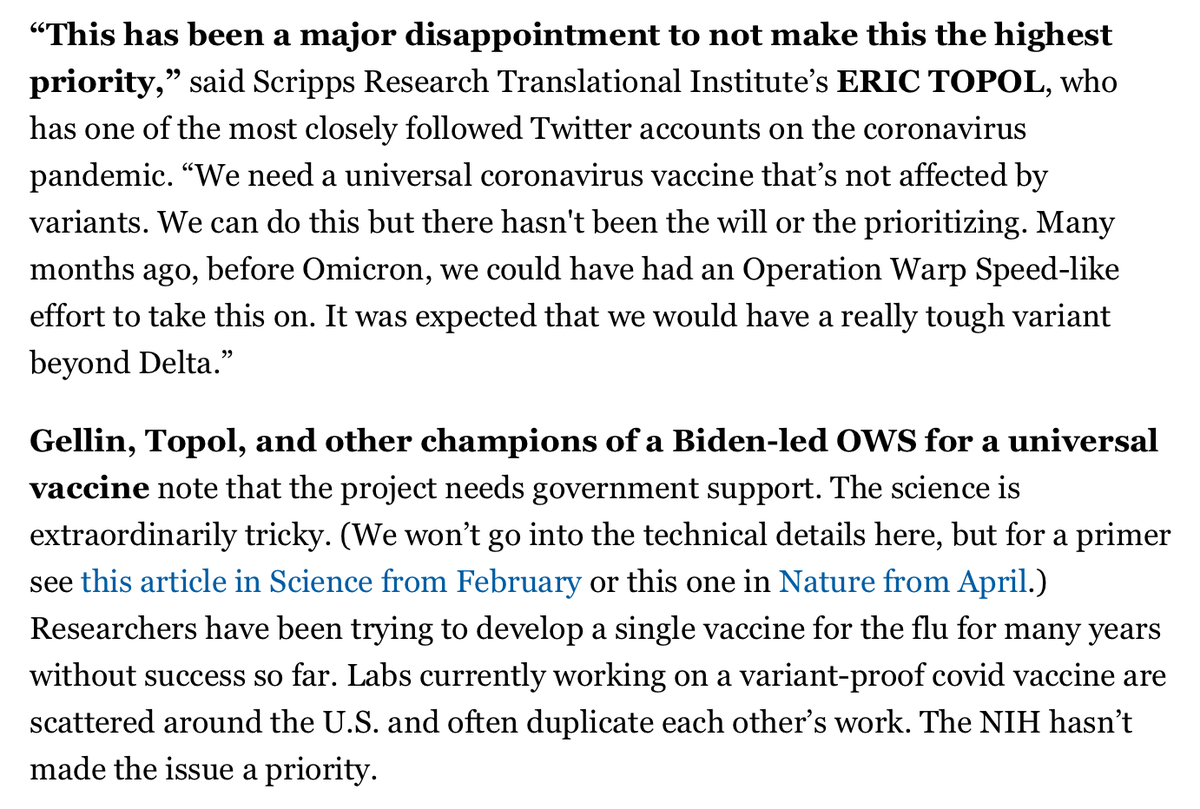 ByronYork's tweet photo. Vaccine scientists to Biden: Be more like Trump. The scientists want another Operation Warp Speed, but can't get the White House to do it. From @playbookplus: https://t.co/0eYO0y1Ekt https://t.co/SVjPf03rs0