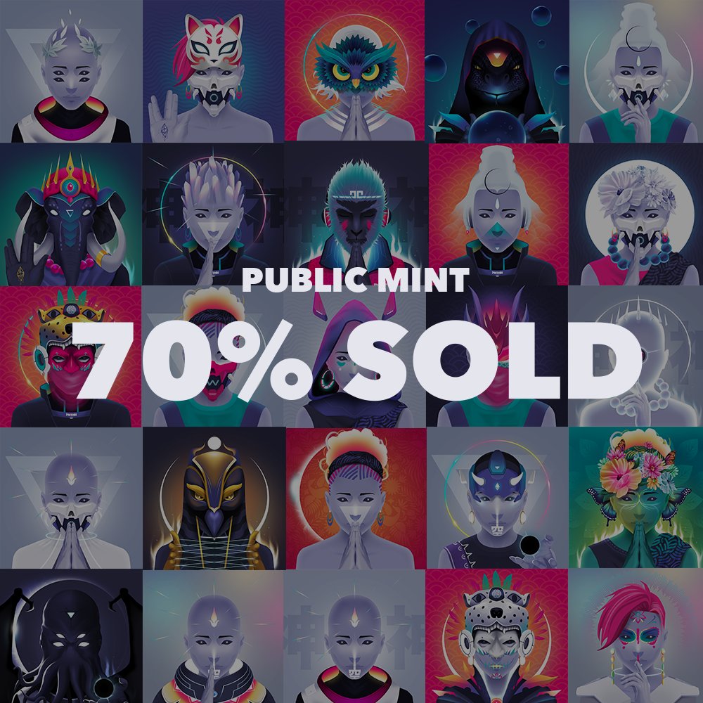 NeonPantheonNFT's tweet photo. We are at 70% minted and 1 more Genesis Prime still remains to be discovered.

Stand a chance to win a Deity when you mint within the next 24 hours.

1. Like this tweet
2. Retweet this tweet
3. Mint at: https://t.co/qhhGCiy1Ea

Ends in 24 hours. https://t.co/spphwqrJC1