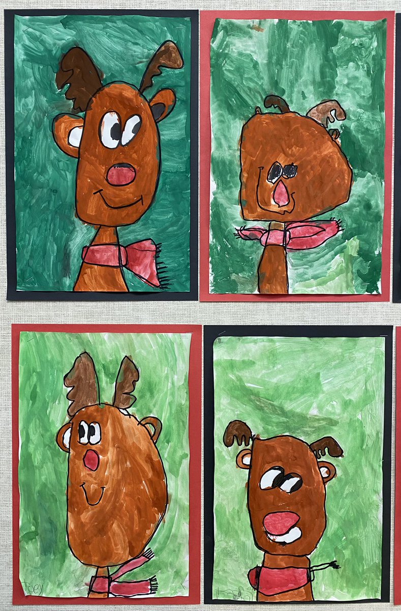 MsSalkeld's tweet photo. Rudolph the Red-Nosed Reindeer art to celebrate the letter R this week! @SouthPointeEIPS https://t.co/3PAWytJJnr