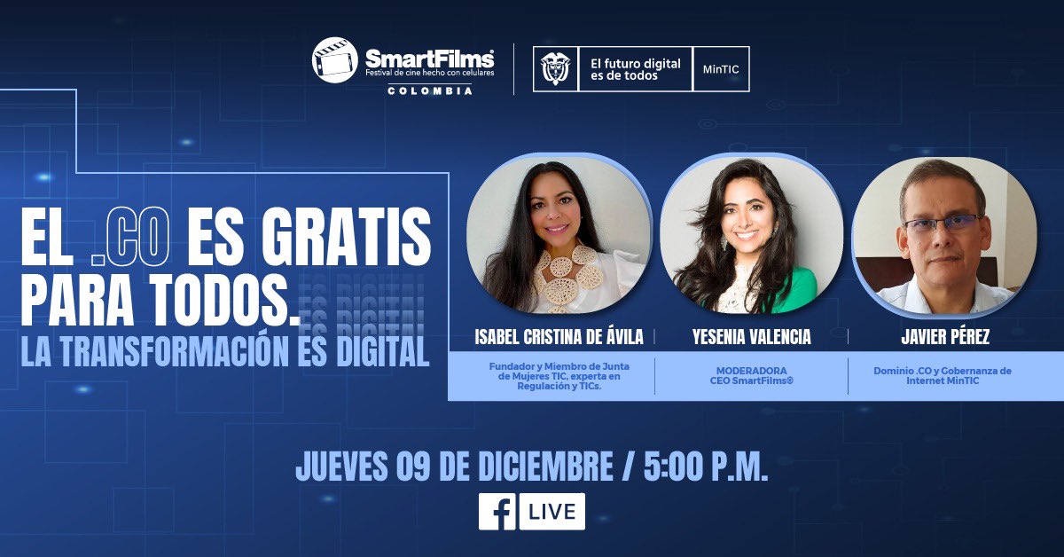 smartfilmsco's tweet image. ⭐️ Conéctate y amplia tu universo empresarial con esta Live Short Sesion: Transformación digital, un buen negocio en lo público y en lo privado y crea tu .CO 😎

@Ministerio_TIC 

#SmartFilms #SmartFilms2021 #YoSoySmartFilms #cine #cinehechoconcelular #film #movie #peliculas