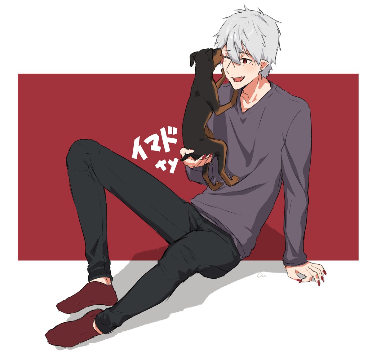 葛葉(にじさんじゲーマーズ) 「イマジナリードッグ🐶ty
#KuzuArt 」|＜れこ🐺のイラスト