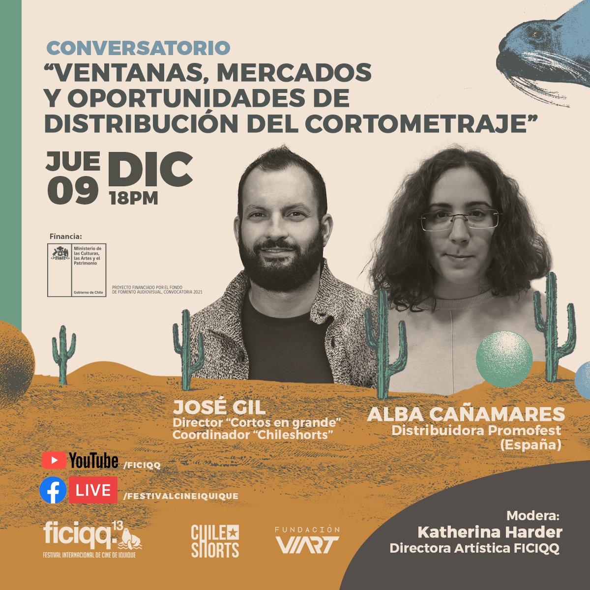 #ConversatorioFICIQQ | ¿Cómo planificamos el circuito y recorrido de nuestros cortometrajes?
Acompáñanos para conversar acerca de las posibilidades de distribución de los cortometrajes en Chile, junto a José Gil <a href="/joshugil/">José Humberto Gil</a> y Alba Cañamares 🎟
