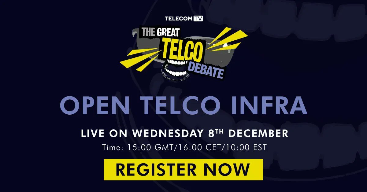 TelecomTV's tweet photo. LIVE TOMORROW! Donโt forget to join both Great Telco Debate live sessions at 3pm & 5pm UK time, vote on the motions and submit your questions to our Great Telco Debaters: https://t.co/24EV5Di1Gw #GTD2021 #5G #OpenTelco #Fibre #Edge #Cloud #Telecoms https://t.co/wmjAnkwBef