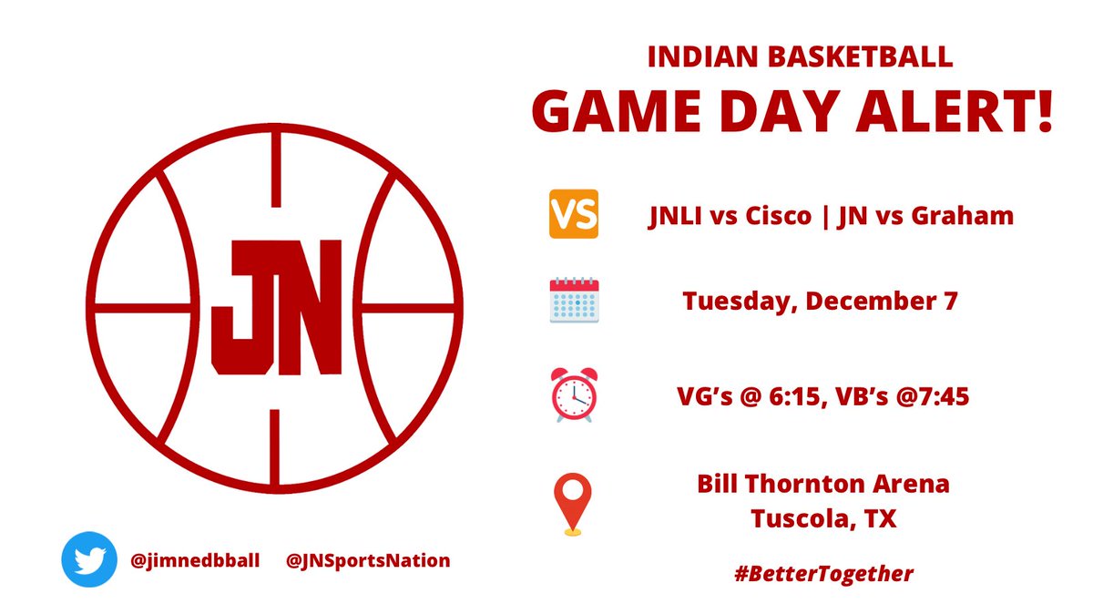 See you tonight! 

<a href="/JNathletics/">Jim Ned Athletics</a> <a href="/JNLIbasketball/">JNLI Basketball</a> <a href="/JNSportsNation/">JimNed Sports Nation</a>