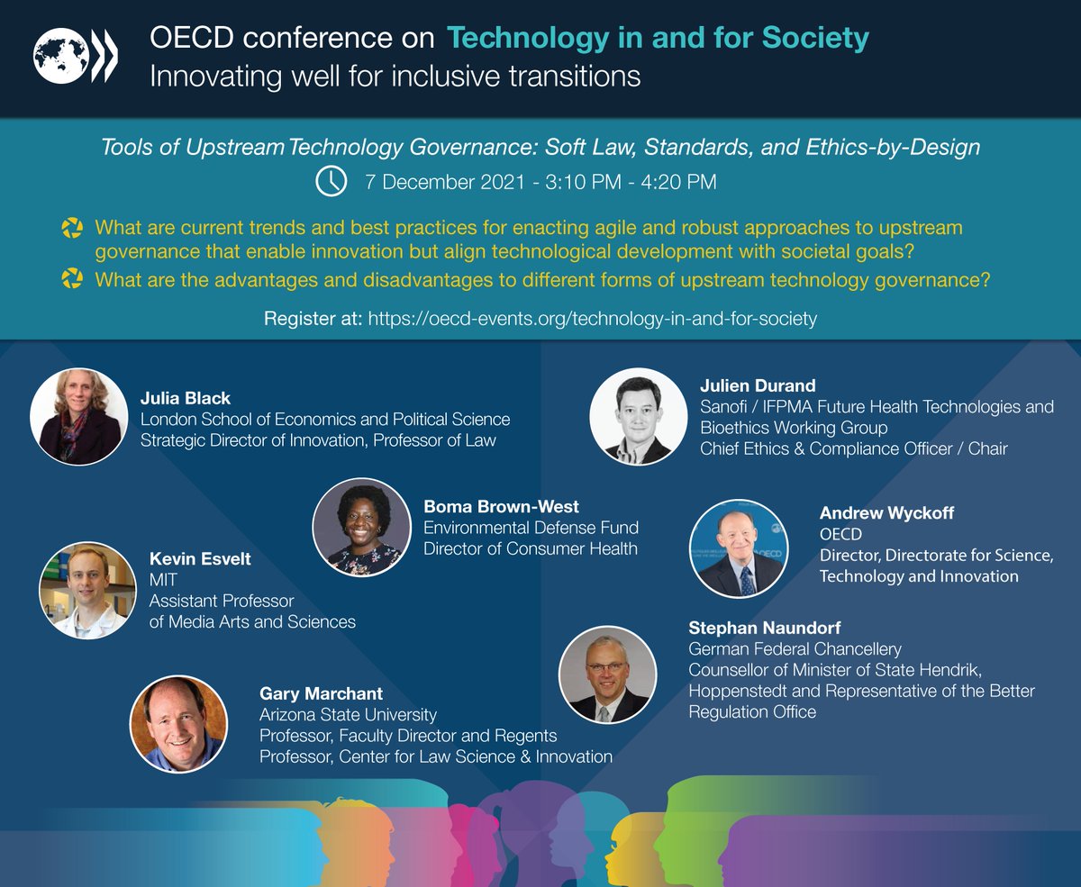 OECDinnovation's tweet image. What are the advantages and disadvantages to different forms of upstream #TechnologyGovernance? 

🖥️ Follow our discussion today at 15:10 CET
▶️ bit.ly/3xVqoRi

#innovation #softlaw #ethicsbydesign