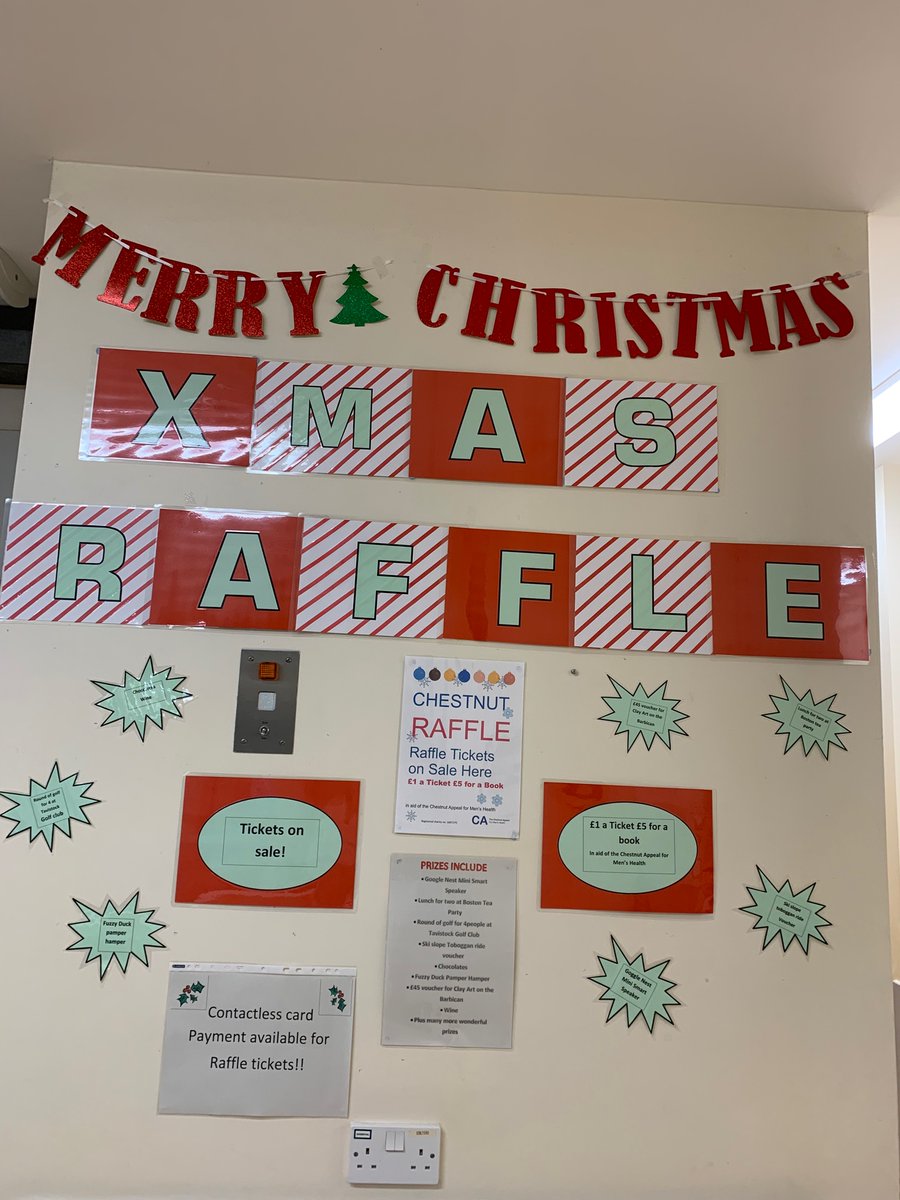 charlieBNHS's tweet photo. Tickets are available now for The Chestnut Unit Xmas raffle. Pop along and support a great cause. Some fabulous prizes available.@UHP_NHS @o_surgery #Chestnutunit #raffle https://t.co/SfzIjm1Tcj