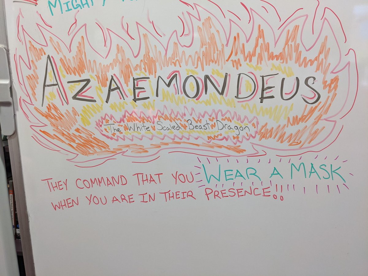 Library_EHS's tweet photo. The dragon has a name! Azaemondeus, The White Scaled Beast Dragon! Ruler of mask enforcement in the library! :) Thank you for all of the amazing name suggestions! The winner of the naming contest should come see Miss Lee for their well earned prize! #librarydisplay #dragon https://t.co/tWpXvPgpc9