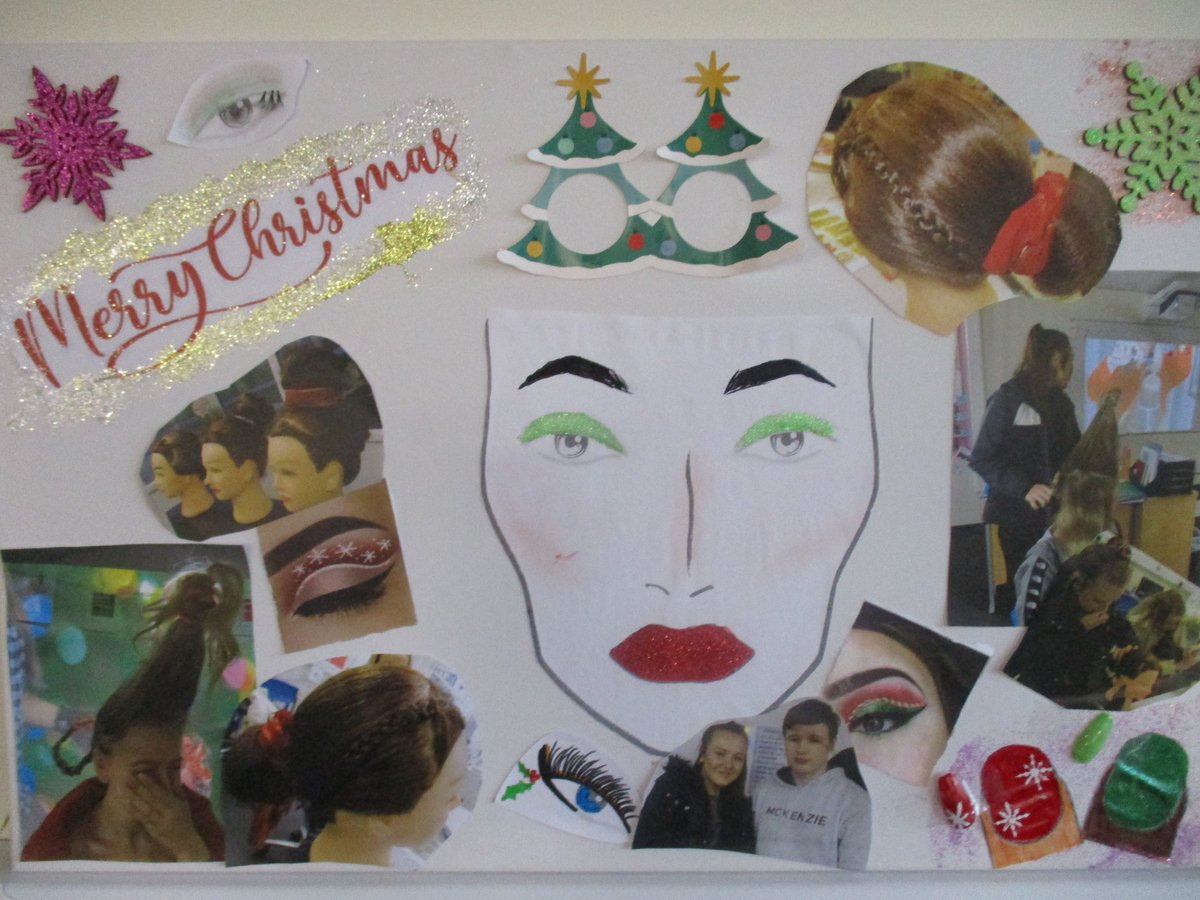 springfieldpru's tweet photo. Getting creative in Hair and Beauty, Christmas themed hair, nails and make up! #sprBTEC https://t.co/yFJwVmt0l3