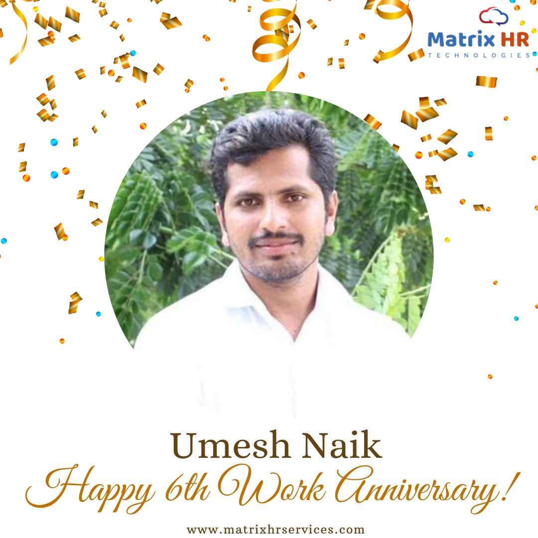 MatrixHRService's tweet photo. Happy Work Anniversary!
Congratulation Umesh Naik on your 6th Work Anniversary with Matrix HR Technologies.
Thank you for your excellent service with Matrix.
We wish you many more years of success!!!
https://t.co/gqukHtASHi
#matrixhrservices #matrixhrtechnologies #BestHRCompany https://t.co/r0pRXkGJ2x