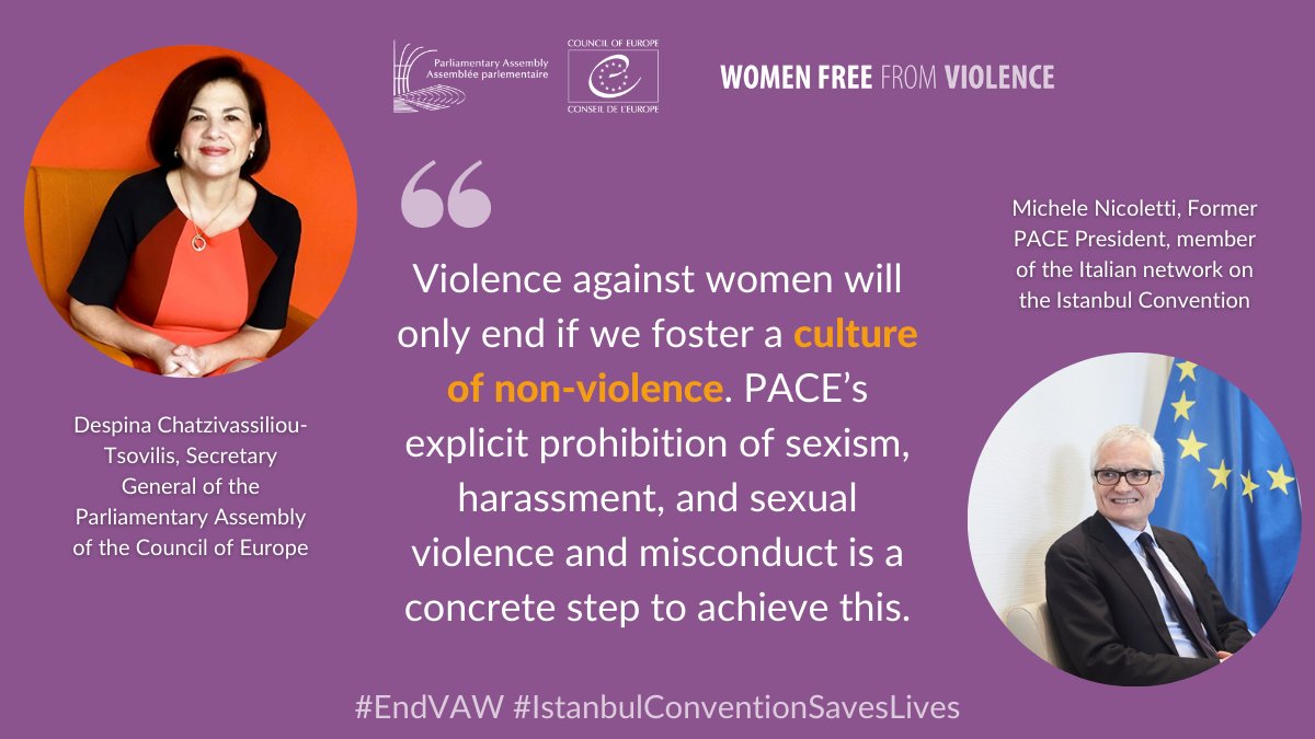 On the #16Days of activism against gender-based violence, @dchatzi1 and @michelenicolet call for a culture of non-violence to put an end to #sexism, #harassment and sexual violence ⬇️ #EndVAW #OrangeTheWorld #IstanbulConventionSavesLives