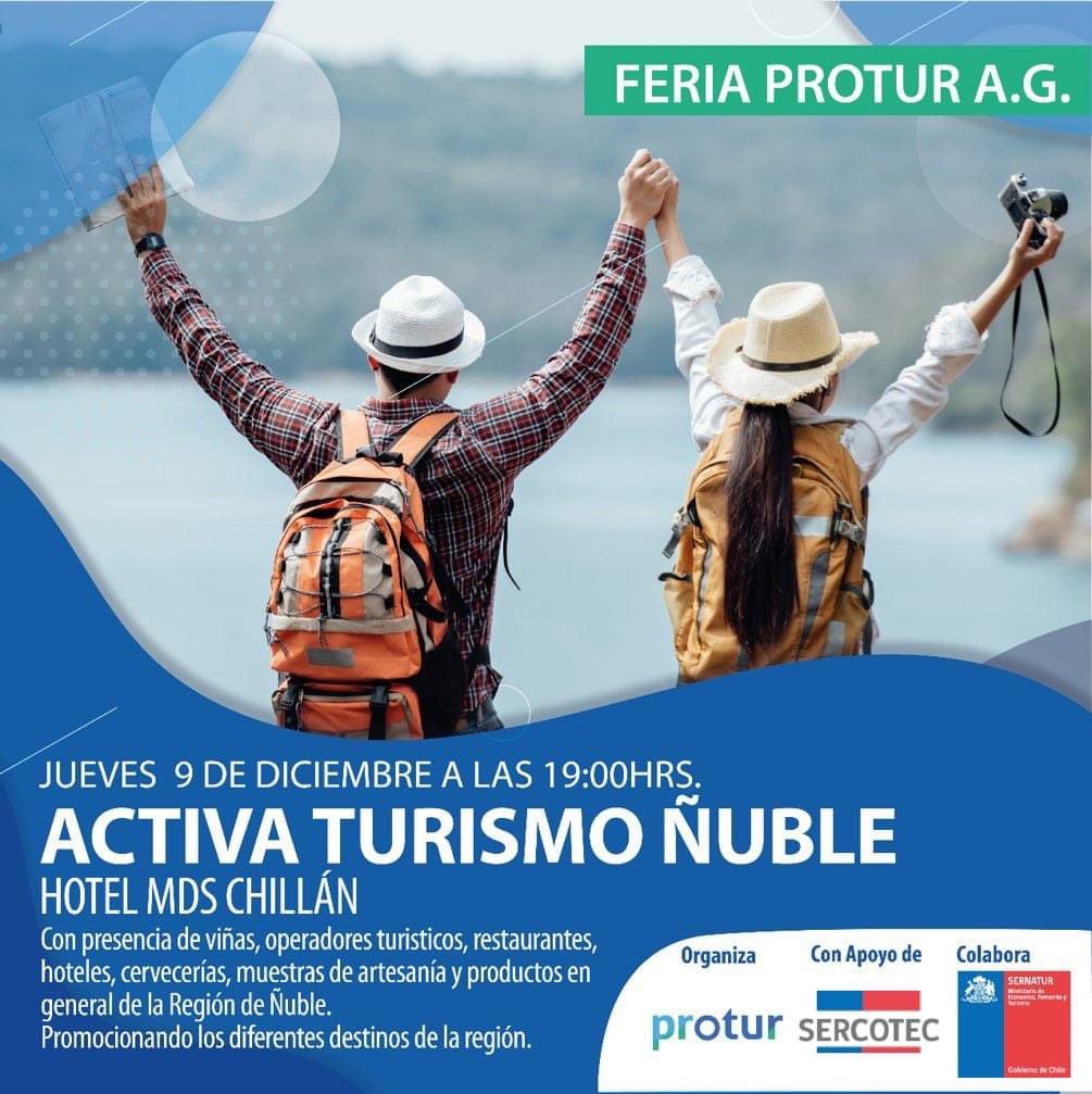 SernaturNuble's tweet photo. 💥IMPERDIBLE EVENTO DE TURISMO Y CULTURA
📆 jueves 09 de diciembre
⏰ 19:00 hrs
En salón de Hotel Marina del Sol Chillán https://t.co/dfW8KvGDgQ