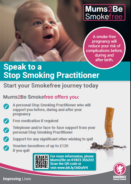 Smokefreemums's tweet photo. I am very excited to share our new #poster which will be sent out to venues around the County very soon #M2Bs @Somerset_sfl @SomersetDPH @SomersetCouncil #quitsmoking #healthypregnancy #healthybaby https://t.co/UDMqQLcNvb