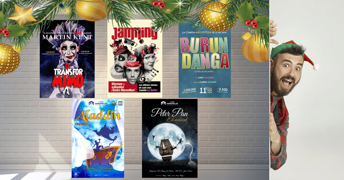 TMaravillas's tweet photo. 𝐃𝐈𝐂𝐈𝐄𝐌𝐁𝐑𝐄'𝟐𝟏 𝐍𝐀𝐕𝐈𝐃𝐀𝐃 🎅

🟨⁣⁣#Burundanga
X, J y V 20h⁣⁣
S 19h y 21h⁣⁣
D 18h⁣⁣

🔴  @jammingteatro 
V 22h ⁣⁣
S 23h⁣

⚫️ #Eltransformimo
D 20h⁣
⁣
🟢 @peter_musical 
𝐏𝐄𝐓𝐄𝐑 𝐏𝐀𝐍: 𝐄𝐥 𝐦𝐮𝐬𝐢𝐜𝐚𝐥. ⁣
S 16'30h⁣⁣

🔵 @AladdinTMusical 
D 12'30h https://t.co/4U8UTCXFkf