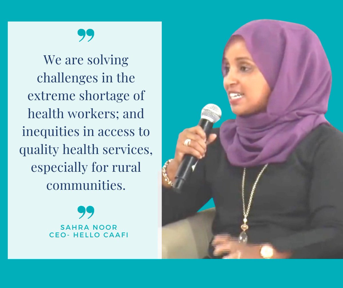“We are solving challenges in the extreme shortage of health workers; and inequities in access to quality health services, especially for rural communities.” @Sahra_noor at  #MTS2021 #Somalia #Tech