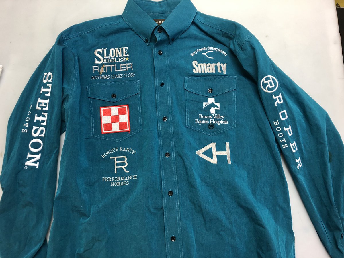 GraphicElephant's tweet photo. “Got Logos?”, we do, that’s how we keep some of our rodeo star clients happy. Because you got to be representing. #Embroidery #RodeoStars #NFR #INFR #NationalFinalsRodeo #Roper #Stetson #Purina #Melco https://t.co/cIVBKt2Q7T