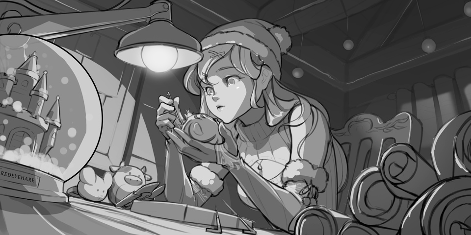 RedEyeHare's tweet photo. WIP of this Christmas. I worried about being stuck in FF14 after its update but the login queueing saved me quite some time for drawing😇 #WIP #christmas https://t.co/WElFoh4cCU