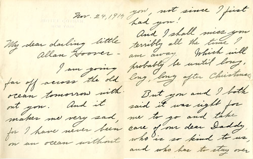 HooverPresLib's tweet image. In 1914 Lou Henry Hoover wrote this letter to her son Allan, as she was preparing to go to Europe to join her husband, Herbert, he had established the Commission for Relief in Belgium to provide food for the civilians trapped in the war zone.
#NationalLetterWritingDay