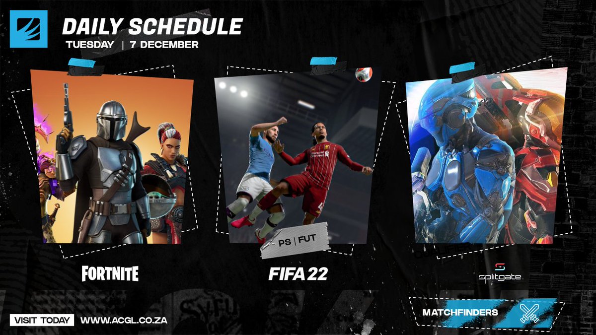 AfricanGaming's tweet photo. ⏰ Check-in from 18h00. Matches from 19h00.
⚒ #Fortnite: #MythicRoyale Q4 + Killrace
⚽️ #FIFA22 PS FUT
🔰 #Spligate
📝 Registrations are still open: https://t.co/vFiGvLJr6N
#SAgaming #GamingZA #gaming #SAesports #EsportsZA #esports #AfricanEsports #FortniteZA #FNZA #FIFAza https://t.co/0ZE31SrOlj