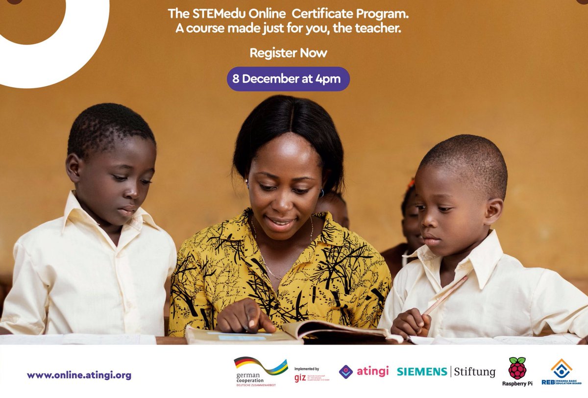 DigiCenterRW's tweet photo. The STEMedu Online Certificate Program. A course made just for you, the teacher. Register Now on #atingiRwanda. #STEM #LearnConnectAct

@atingi_Rwanda @REBRwanda https://t.co/10ogJkCdQ0