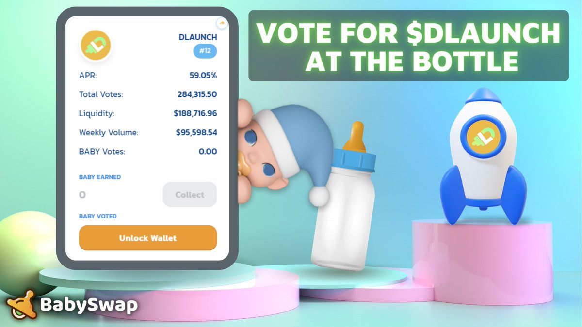 defi_launch's tweet photo. Are you a true supporter of DeFi Launch? 💪🚀
Go and vote for $DLAUNCH at The Bottle 👉 https://t.co/sSoUhC7vTn 👶🏼🍼
💯 Help us get into the top 10 positions and continue nurturing this amazing ecosystem ♻
@babyswap_bsc #BSC #Binance #Partnerships #DeFi #DLAUNCH https://t.co/5l97kLfXeE