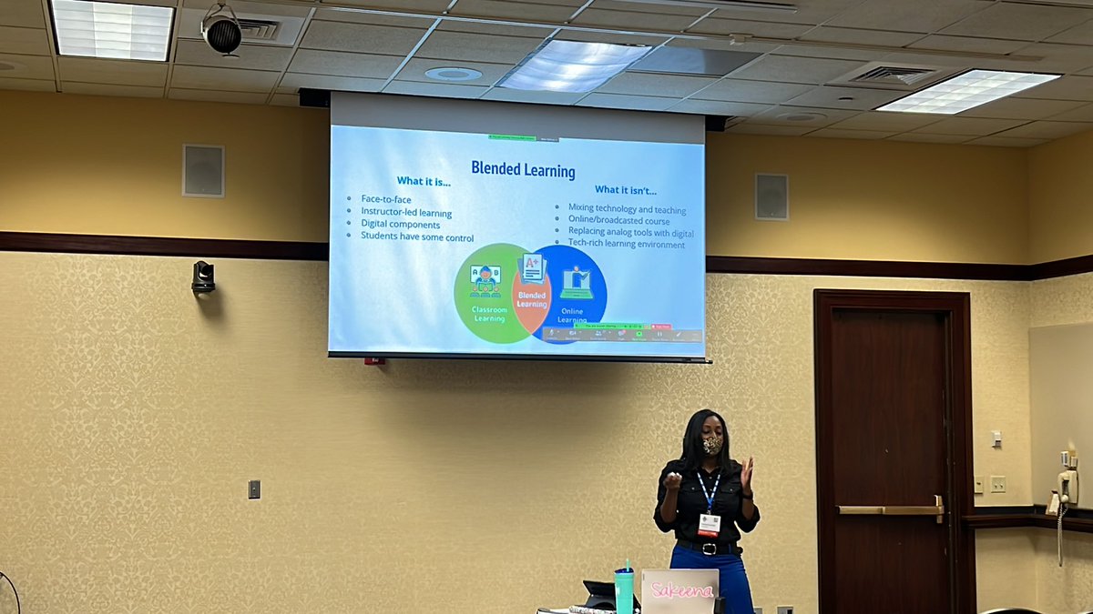 WKliebenstein's tweet photo. @TRTSakeena helping #VSTE21 move forward with blended learning!!! https://t.co/2V6MuWjbK3
